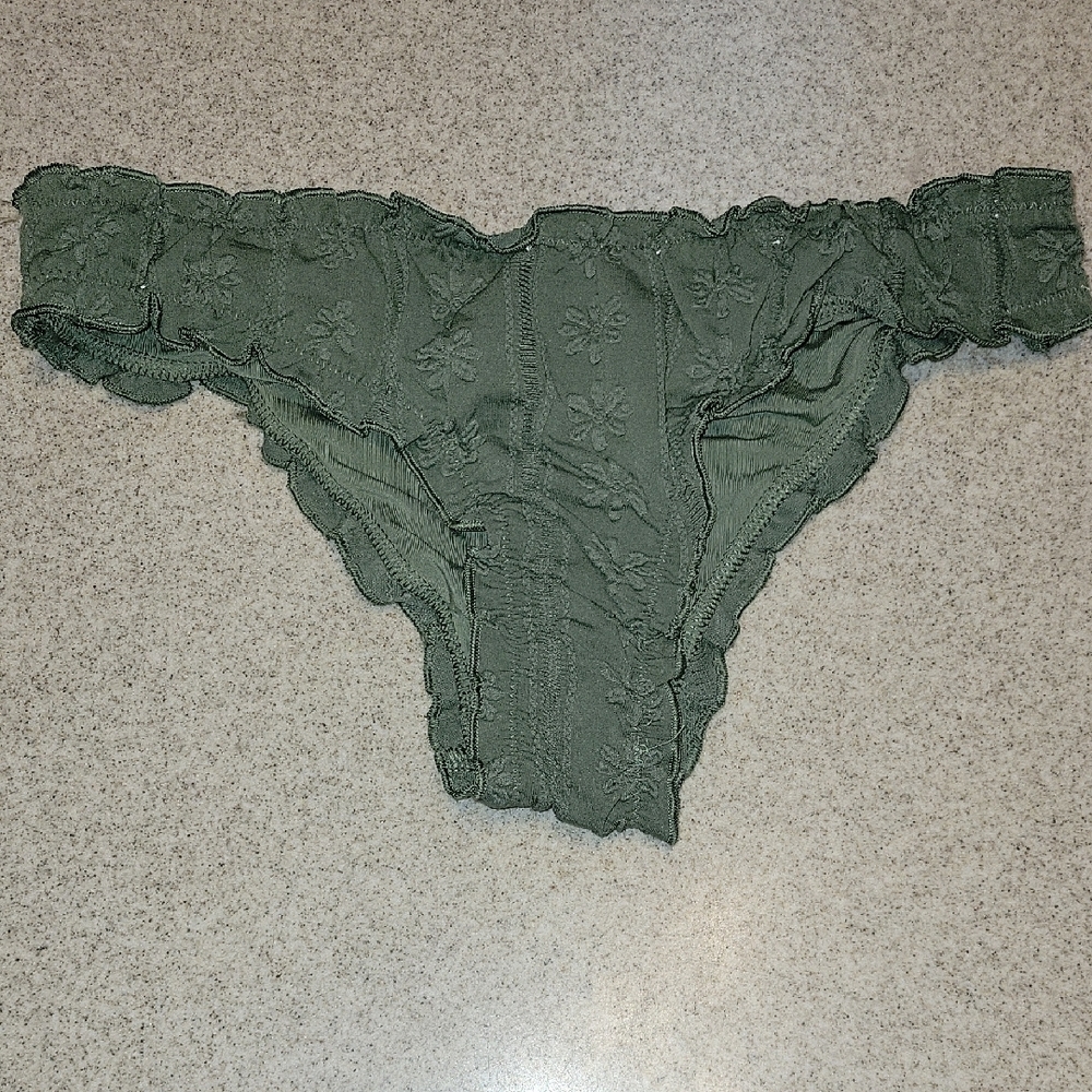 aerie Bikini Bottoms Olive Green Cheeky Coquine Lace Size XS Summer Beach